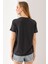 Kadın Bisiklet Yaka Kalp Nakışlı Bürümcük T-Shirt Antrasit - 254427 8