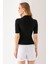 Kadın Polo Yaka Kısa Kollu Düğmeli Body Siyah - MS0000561 8