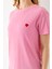 Kadın Bisiklet Yaka Kalp Nakışlı Bürümcük T-Shirt Pembe - 254427 7