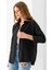 Kadın Siyah Uzun Kollu Basic Pamuklu Oversize Gömlek - 3900 1