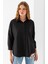 Kadın Siyah Uzun Kollu Basic Pamuklu Oversize Gömlek - 3900 5
