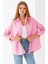 Kadın Toz Pembe Uzun Kollu Basic Pamuklu Oversize Gömlek - 3900 1