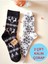 2 Çift Termal Soket Yılbaşı Bambu Hediye Kadife Yumuşak Etnik Kadın Çorabı Siyah Beyaz Çorap 36-40 1
