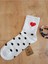 2 Çift Siyah(Dikişsiz) Beyaz(Dikişli) Kadın Çorabı Puantiyeli Kalpli Kolej Pamuklu Simli Çorap 36-40 4