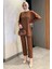 Ön Taşlı Bisiklet Yaka Büyük Beden Tesettür Tunik Pantolon Ikili Takım P-00016528 2
