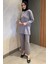 Büyük Beden Bisiklet Yaka Taşlı Tesettür Tunik Pantolon Ikili Takım P-00016553 2