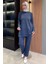 Bisiklet Yaka Ön Taşlı Büyük Beden Tesettür Tunik Pantolon Ikili Takım P-00016525 1