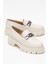 Kadın Loafer Kalın Taban Tokalı Makosen Ayakkabı Br 44282 Bej 5