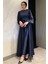 Yan Bağcık Detaylı Tesettür Saten Abiye Elbise P-00016358 1