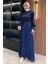 Kol Lastikli Tesettür Saten Abiye Elbise P-00016357 1