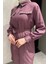 Kadın Inci ve Taş Işlemeli Kuşak Detaylı Tunik Pantolon Tesettür Ikili Takım P-00016353 3