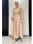 Taş Işlemeli Kemerli Tesettür Saten Abiye Elbise P-00016259 2