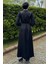 Kolları Güpürlü Taşlı Bel Bağcıklı Tesettür Saten Abiye Elbise P-00016257 4