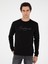 Erkek Siyah Regular Fit Bisiklet Yaka Pamuklu Sweatshirt 50296883-VR046 3