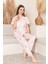 Dreamy Likralı Pamuklu Kısa Kollu Kalpli Düğmeli Gömlek Pijama Takımı 1