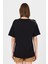 Siyah Omuz Yazı Baskılı %100 Pamuk Oversize Tişört 2150-30M 5