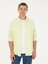Erkek Yeşil Slim Fit Keten Karışımlı Gömlek 50266184-VR087 1