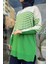 Kadın Çizgili Rayon Tunik - Benetton Yeşili 2