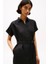 Kadın Ess Linen Midi Elbise - Siyah 3