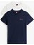 Erkek Tjm Slim 2'li Paket T-Shirt - Ekru/lacivert 1