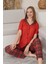 Anne Kız Kombin Kısa Kollu Ekoseli Gömlek Pijama Takımı (Anne Kız Ayrı Satılır) 2