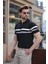 Siyah Fermuarlı Polo Yaka Triko Erkek T-Shirt E7299 1