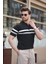 Siyah Fermuarlı Polo Yaka Triko Erkek T-Shirt E7299 3
