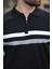 Siyah Fermuarlı Polo Yaka Triko Erkek T-Shirt E7299 4