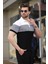 Siyah Renk Bloklu Polo Yaka Triko Erkek T-Shirt E7409 2