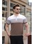 Vizon Renk Bloklu Polo Yaka Triko Erkek T-Shirt E7409 1