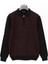 Erkek Şardonsuz Uzun Kol Ince Fermuarlı Polo Yaka Sweatshirt - 180817 - Siyah - Koyu Bordo 1