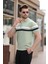 Çağla Yeşili Fermuarlı Polo Yaka Triko Erkek T-Shirt E7299 2