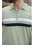 Çağla Yeşili Fermuarlı Polo Yaka Triko Erkek T-Shirt E7299 4