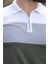 Haki Renk Bloklu Polo Yaka Triko Erkek T-Shirt E7409 4
