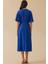 Kadın Düğme Detaylı Volan Kol Midi Elbise - Saks Mavi 2