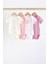 % 100 Pamuklu Pembe Ayı Desenli Kısa Kollu 4’lü Body Zıbın Set 1