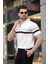Beyaz Fermuarlı Polo Yaka Triko Erkek T-Shirt E7299 2