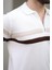 Beyaz Fermuarlı Polo Yaka Triko Erkek T-Shirt E7299 4