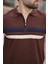 Kahverengi Fermuarlı Polo Yaka Triko Erkek T-Shirt E7299 4