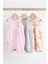 % 100 Pamuklu Pembe Deniz Kabuğu Desenli 3’lü Romper Set 1