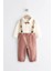% 100 Pamuklu Gül Kurusu Smart Gömlek Pantolon Askı Papyon Set 4