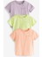 Pamuklu Leylak Yeşil Turuncu Kısa Kollu 3’lü Tshirt Set 1