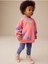 Pamuklu Pembe Çiçek Baskılı Uzun Kollu Sweatshirt Tayt Alt Üst Takım 1