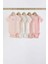 % 100 Pamuklu Pembe Çiçek Desenli Kısa Kollu 5'li Body Zıbın Set 1