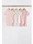 % 100 Pamuklu Pembe Çiçek Desenli Kısa Kollu 5'li Body Zıbın Set 2