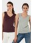 Slim Fit V Yaka Kalın Askılı 2' Li Paket Bluz Bayan Bluz 5864384S2 1