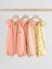 %100 Pamuklu Pembe Sarı Çiçek Desenli 3'lü Romper Set 1