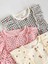 %100 Pamuklu Monochrome Çiçek Desenli 3'lü Romper Set 4