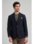 Koyu Lacivert Kendinden Çizgili Desen 4 Drop Comfort Fit Casual Esnek Ceket 1002245168 1