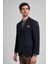 Koyu Lacivert Kendinden Çizgili Desen 4 Drop Comfort Fit Casual Esnek Ceket 1002245168 3